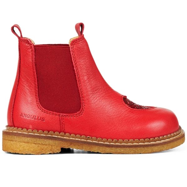 Angulus Chelsea Boots With Heart Red Red Glitter Red Elastic Online Hot Sale