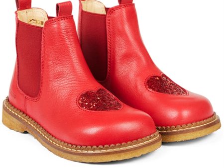 Angulus Chelsea Boots With Heart Red Red Glitter Red Elastic Online Hot Sale