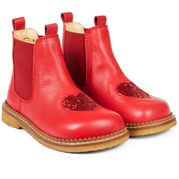 Angulus Chelsea Boots With Heart Red Red Glitter Red Elastic Online Hot Sale