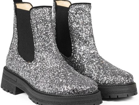 Angulus Chelsea Boots With Track-Sole Dusty Lavender Glitter Black Black Online Sale