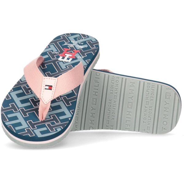 Tommy Hilfiger Logo Flip Flop Blue Pink Fashion