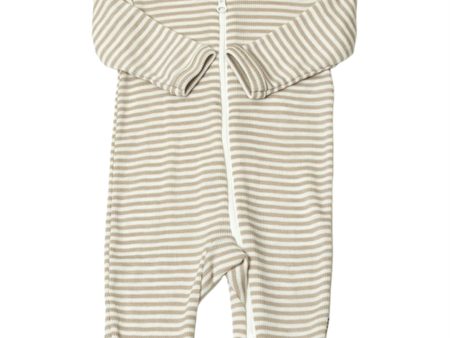 Joha Wool Silk Beige Stripe Jumpsuit For Discount