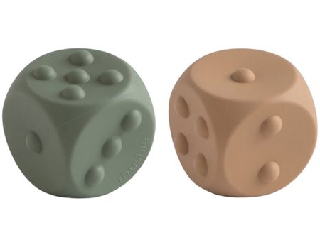 Mushie Silicone Dice Press Toy 2-pack Dried Thyme Natural Fashion