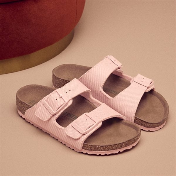 Birkenstock Arizona Kids TEX Canvas Soft Pink Sandals For Cheap