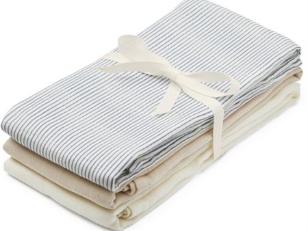 Cam Cam Copenhagen Muslin Cloth 3-pack Classic Stripes Blue, Praline, Creme White Online