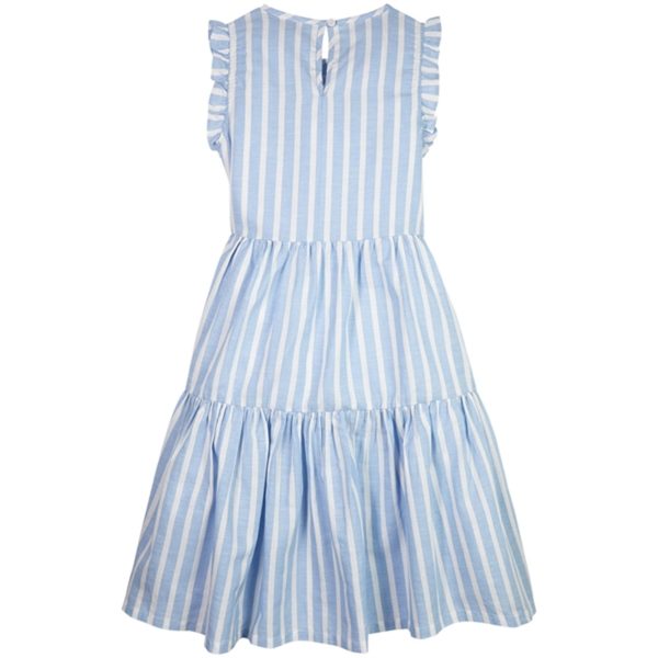 Tommy Hilfiger Striped Hemp Ruffle Dress Medium Blue Stripe Sale