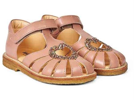 Angulus Hjerte Sandal W. Velcro Dark Peach Multi Glitter Online