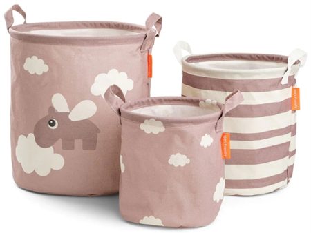 Done by Deer Storage Basket 3-pack Happy Clouds Powder Discount