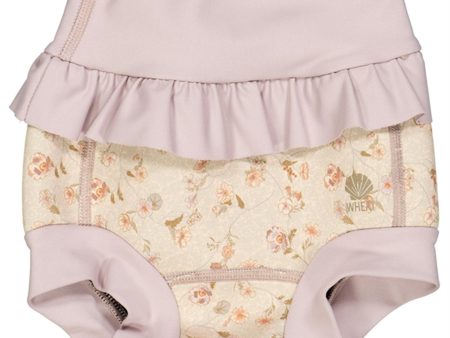 Wheat Purple Poppy Flowers Ruffle Neopren Swim Pants Sale