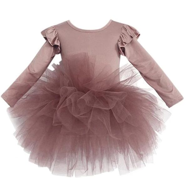 Dolly by Le Petit Tom Timeless Long Sleeve Tutu Dress Mauve Supply