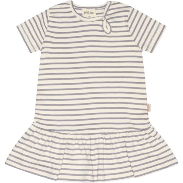 Petit Piao Dusty Lavender Offwhite Dress S S Modal Striped Online Sale