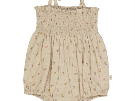 Wheat Fossil Flowers Dot Lucie Romper Cheap