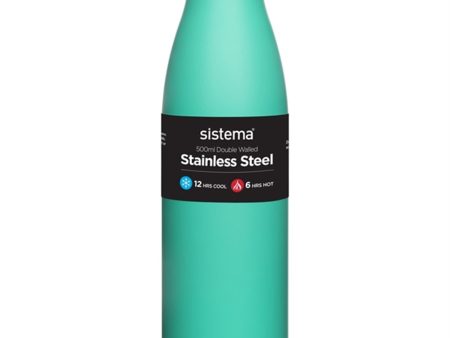 Sistema Stainless Steel Drink Bottle 500 ml Minty Teal For Sale