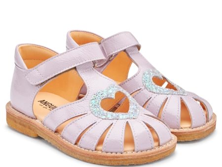 Angulus Hjerte Sandal W. Velcro Light Lilac Mint Glitter Discount