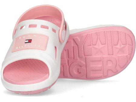 Tommy Hilfiger Comfy Sandal White Pink Hot on Sale