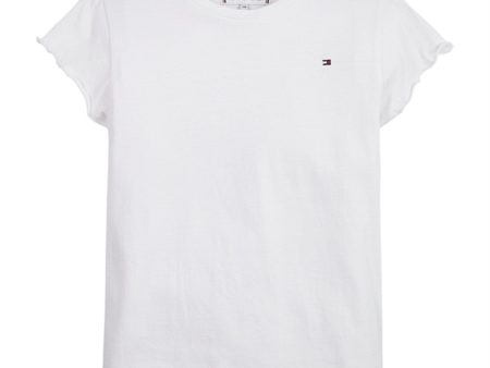 Tommy Hilfiger Essential Ruffle Sleeve T-shirt White on Sale