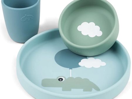 Done by Deer Silicone Dinner Set Happy Clouds Blue Sale