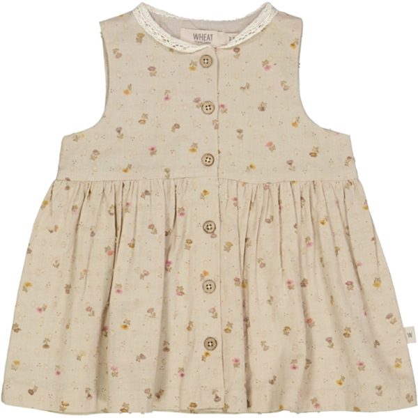 Wheat Fossil Flowers Dot Josephine Dress For Cheap