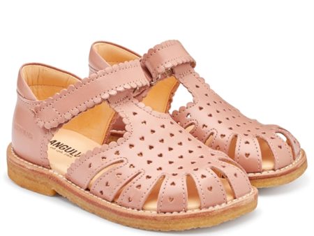 Angulus Sandal W. Velcro And Hearts Dark Peach Supply