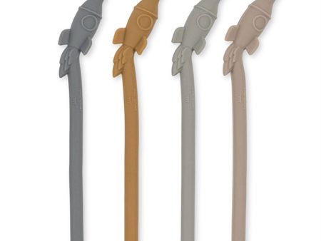 Konges Sløjd Straw Silicone Rocket 4-pack Quarry Blue Mix Online Hot Sale