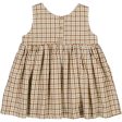 Wheat Golden Dove Check Pinafore Wrinkles Dress Online Hot Sale