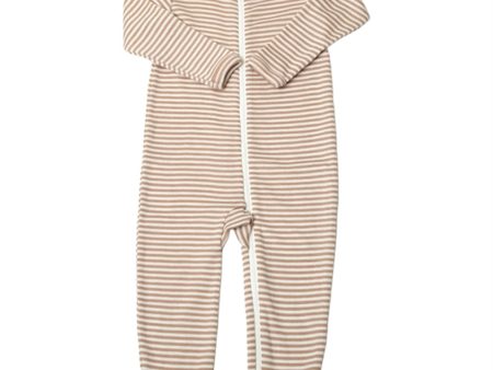 Joha Wool Silk Light Brown Stripe Jumpsuit Online now