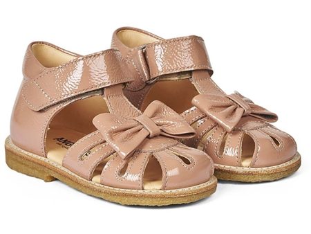 Angulus Starter Sandal W. Bow And Velcro Dark Peach For Discount