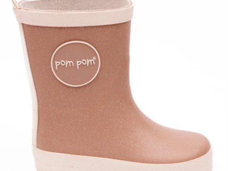 Pom Pom Rubber Boots Rose Glitter Online Hot Sale