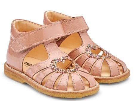 Angulus Starter Sandal W. Velcro Dark Peach Multi Glitter Discount