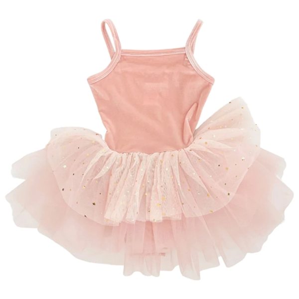 Dolly by Le Petit Tom Velvet Leotard With Tulle Tutu Dress Ballet Pink For Cheap