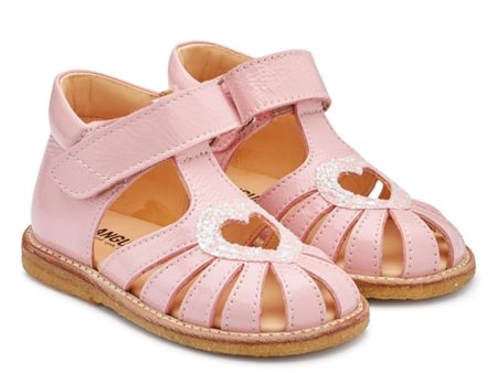 Angulus Starter Sandal W. Velcro Rose Rose Glitter Cheap