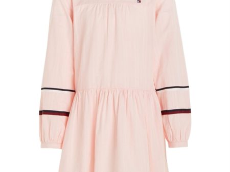 Tommy Hilfiger Global Stripe Tape Detail Dress Pink Crystal Supply