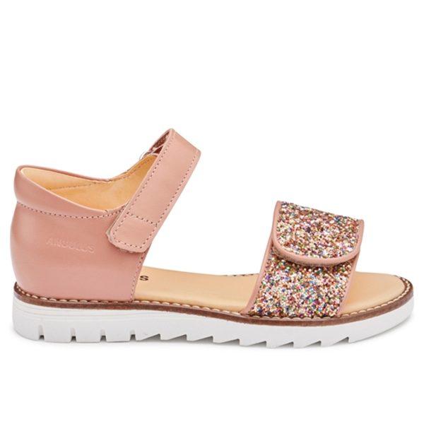 Angulus Sandal W. Velcro Dark Peach Multi Glitter For Cheap