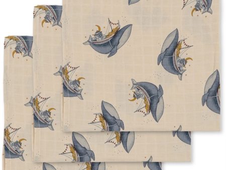 Konges Sløjd Muslin Cloth 3-pack Whale Boat Online